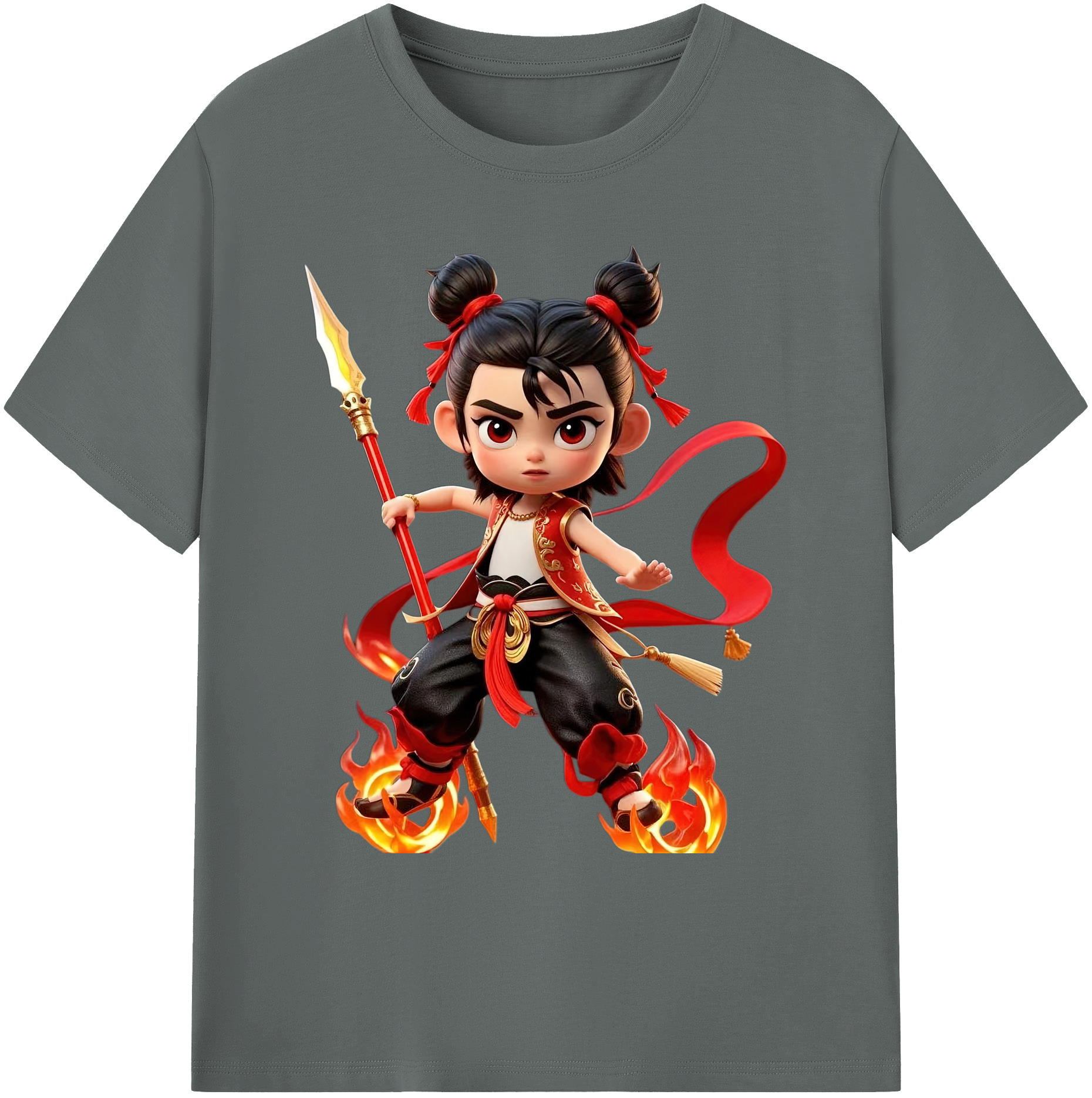 （画像用） Ne Zha 2 ナタ 魔童の大暴れ 綿100％ メンズ半袖Tシャツ｜肌触りやわらか＆通気性